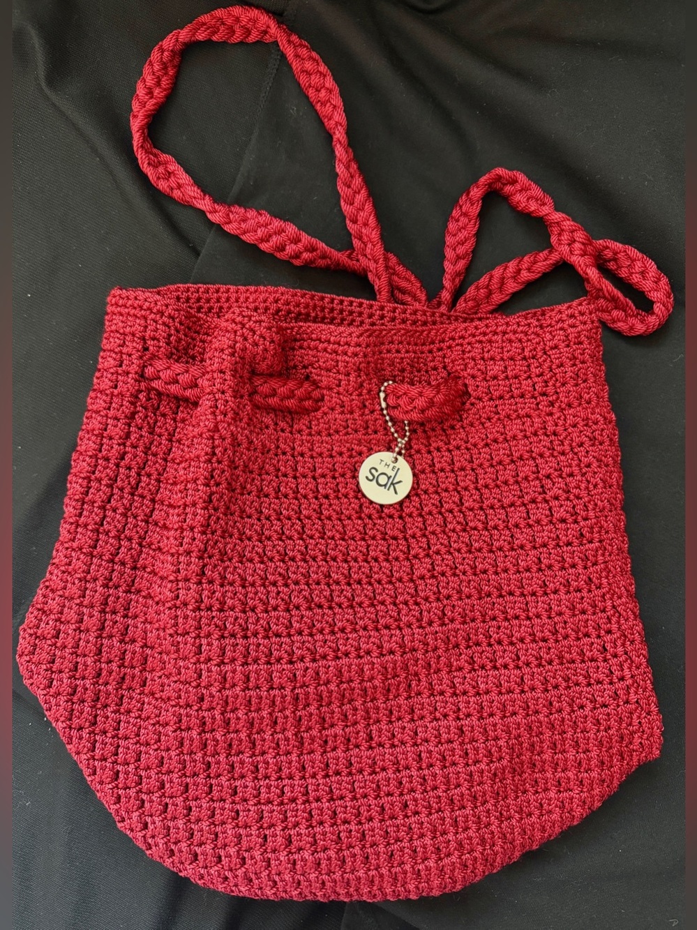 The Sak Deep Red Crochet bag with Braided Straps